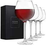 Copas de vino tinto – Copas de vino grandes sopladas a mano – Juego de 4 copas de vino de tallo largo cristal premium.