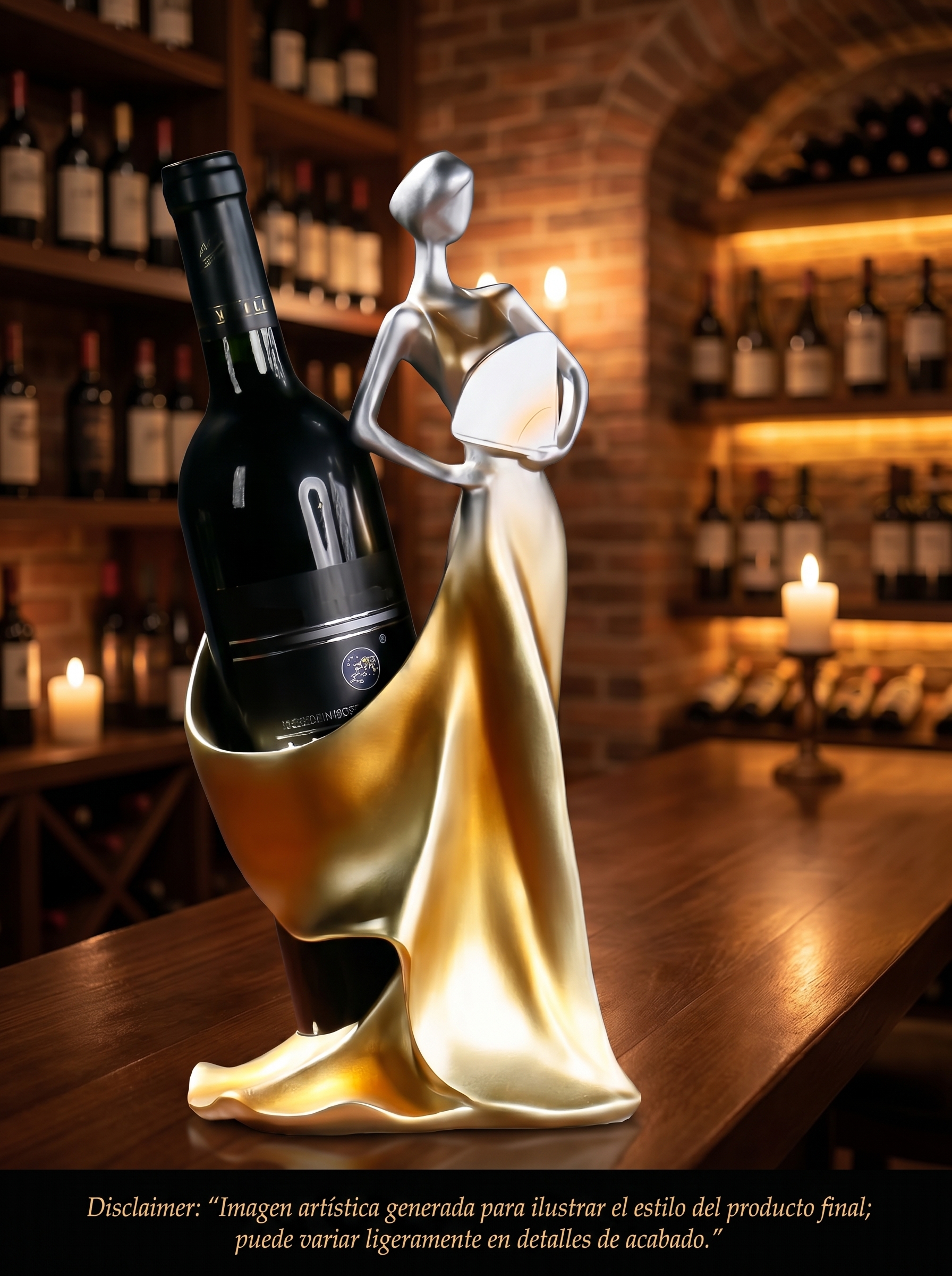 Soporte Ornamental para Botella con Figura Femenina