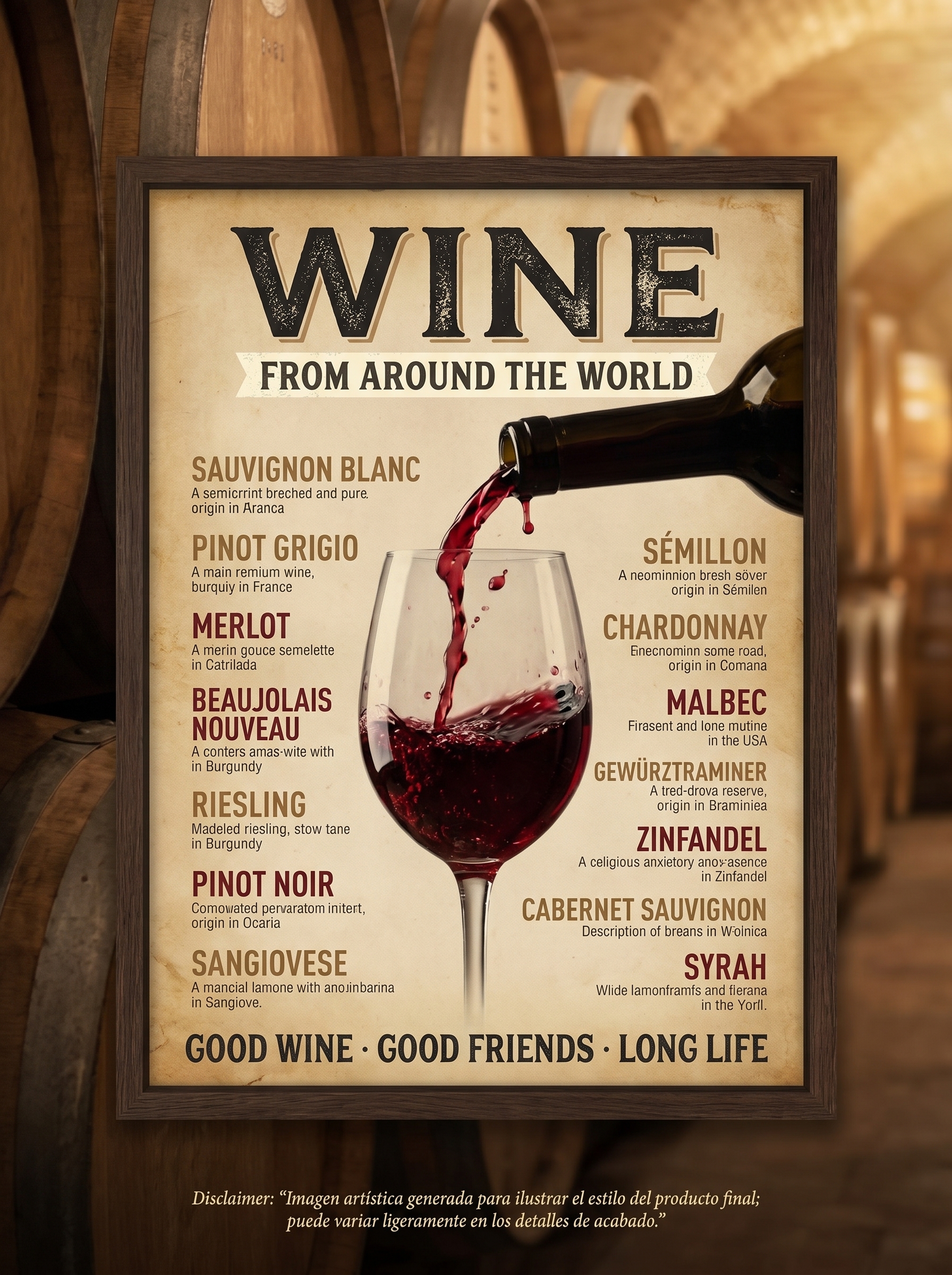 Letrero Vintage Wine Around The World