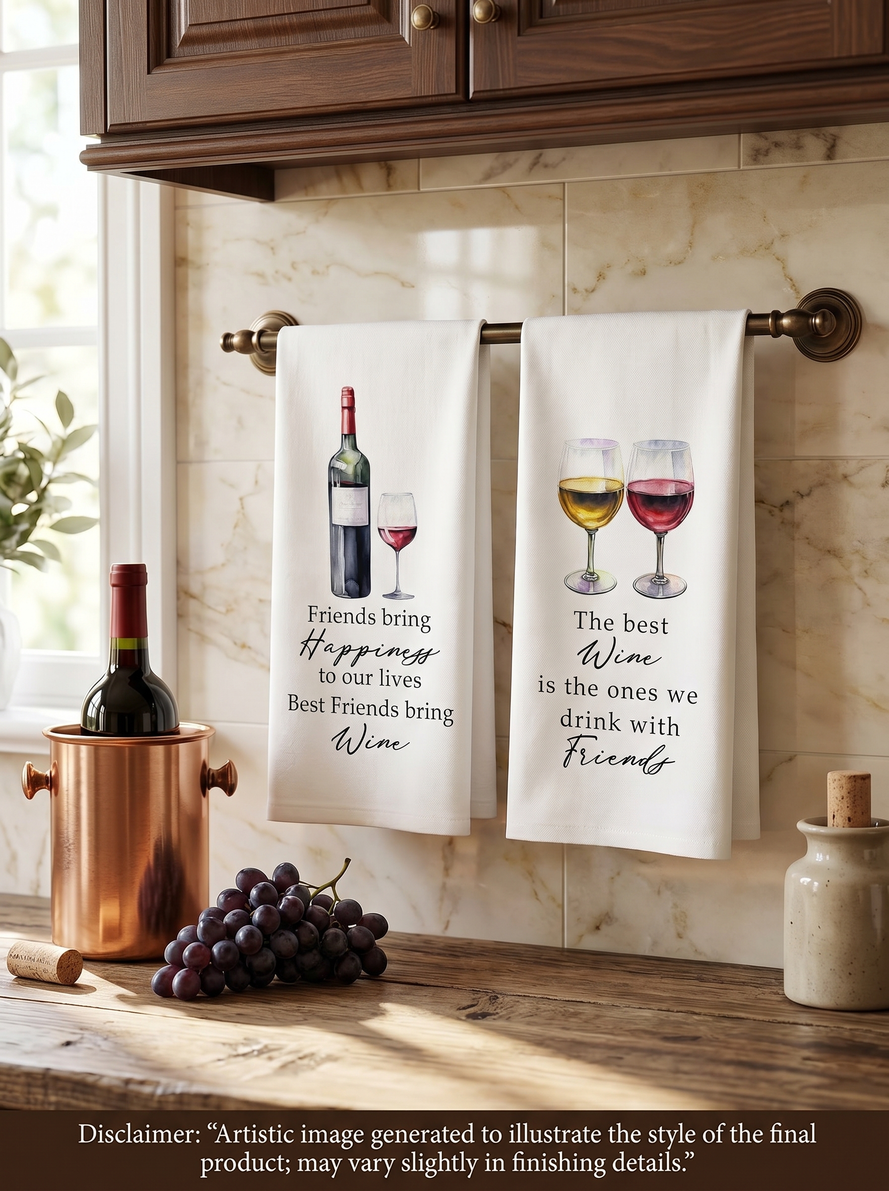 Juego de Toallas de Cocina Friends and Wine