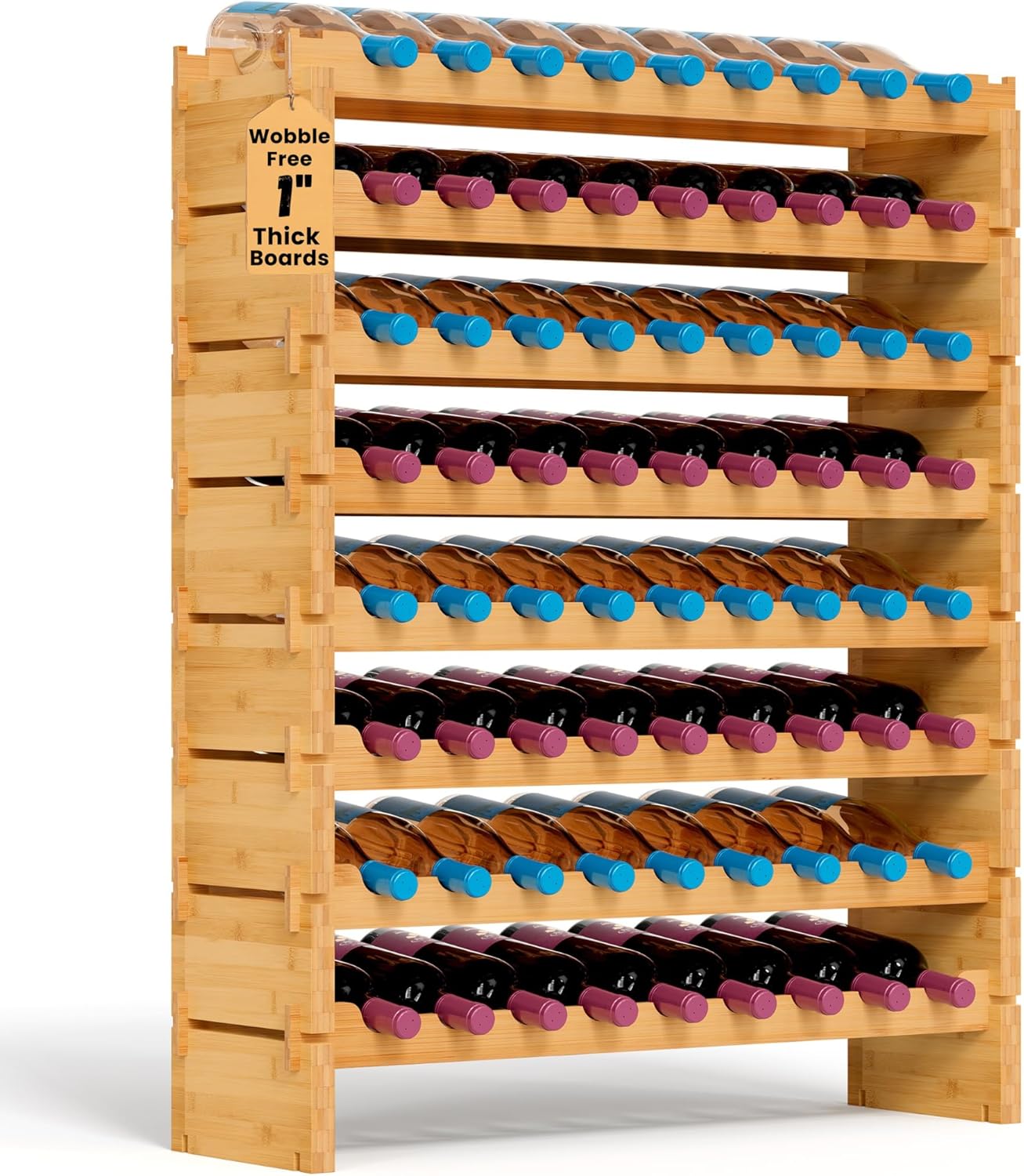 NutriChef Estante de Bambú para 72 Botellas