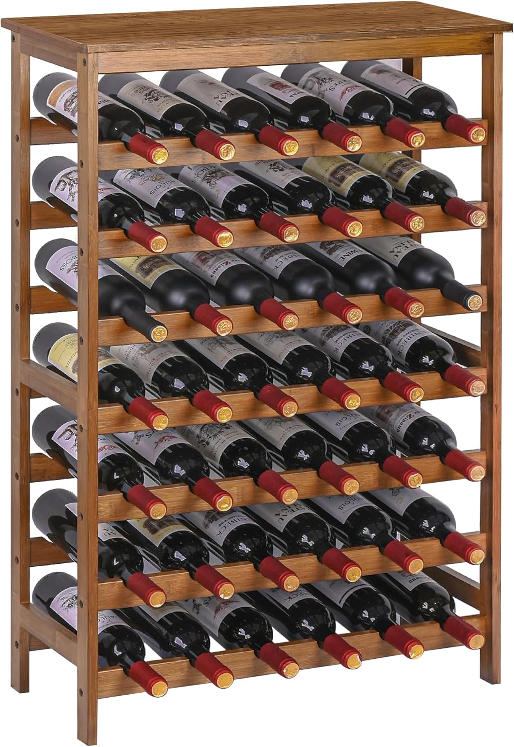 VASMIA Estante de Bambú 42 Botellas con Mesa